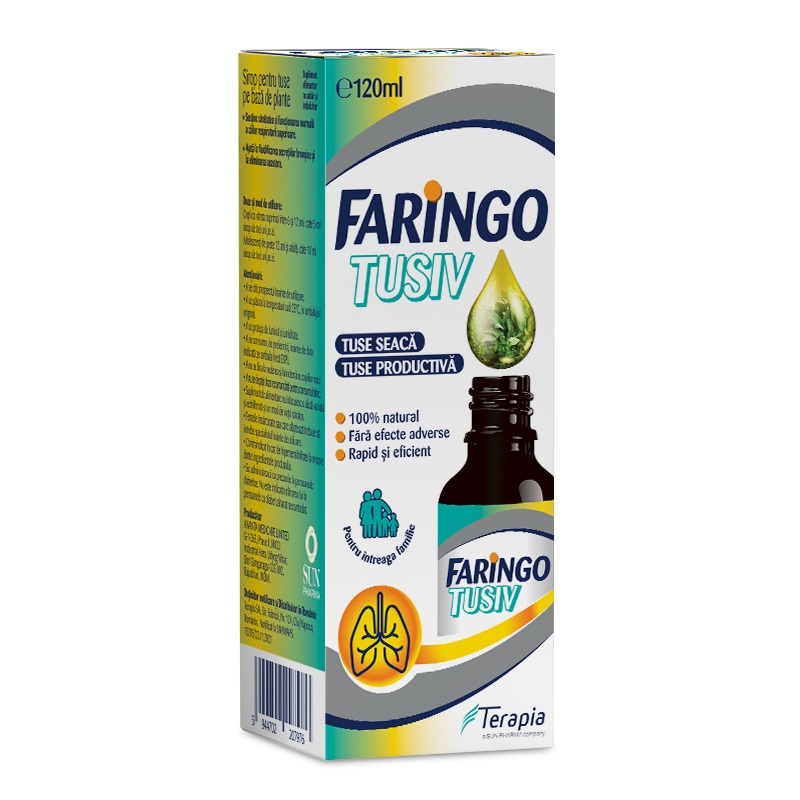 Vitamine si suplimente - Sirop Faringo Tusiv, 120 ml, Terapia , nordpharm.ro