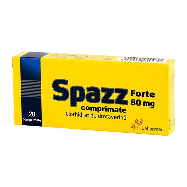 Afectiuni digestive - Spazz Forte, 80 mg, 20 comprimate, Alvogen, nordpharm.ro