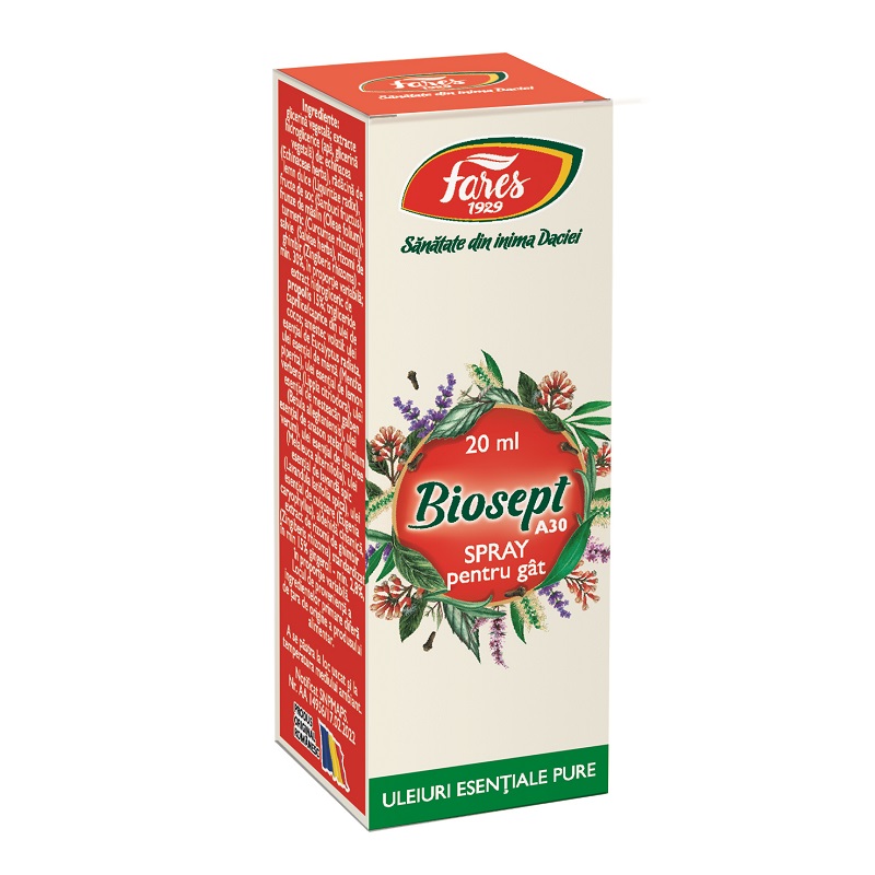 Suplimente alimentare - Spray pentru gat Biosept, 20 ml, Fares , nordpharm.ro