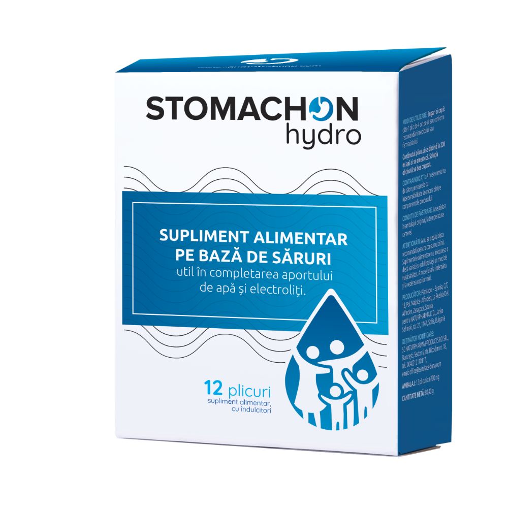Sistemul digestiv - Stomachon Hydro, 12 plicuri, NaturPharma, nordpharm.ro
