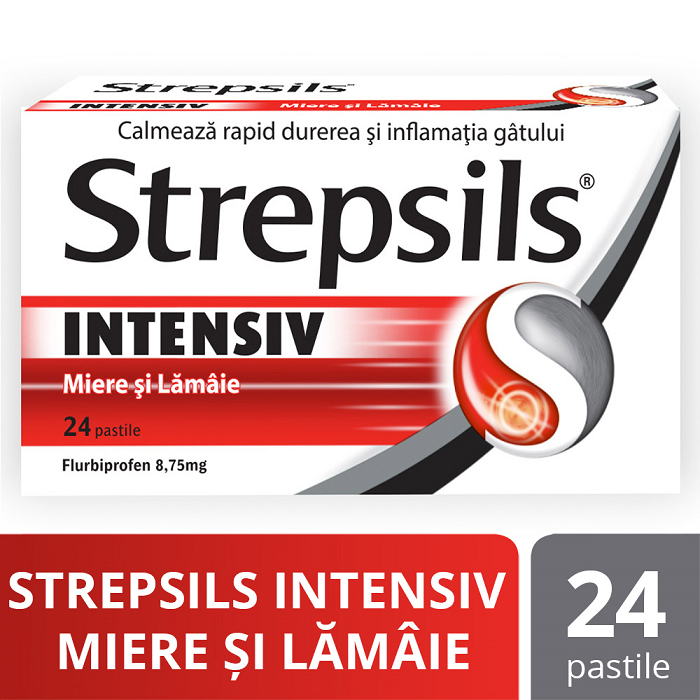 Raceala si gripa - Strepsils Intensiv miere si lamaie, 8,75 mg, 24 pastile, Reckitt Benckiser Healthcare, nordpharm.ro