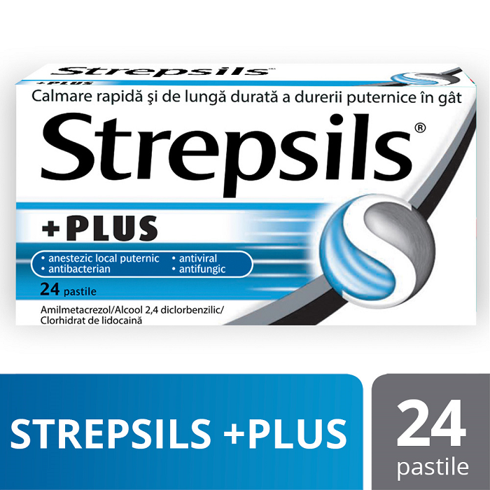 Raceala si gripa - Strepsils Plus, 24 pastile, Reckitt Benckiser Healthcare, nordpharm.ro