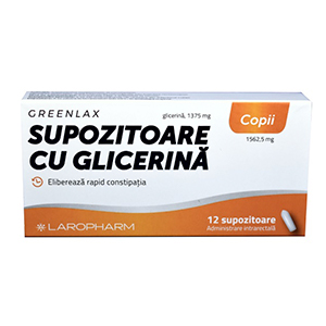 Vitamine si suplimente - Supozitoare cu glicerina pentru copii Greenlax, 12 bucati, Laropharm, nordpharm.ro