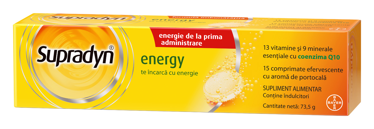 Vitamine si minerale - Multivitamine si minerale Supradyn Energy cu Coenzima Q10, 15 comprimate efervescente, Bayer, nordpharm.ro