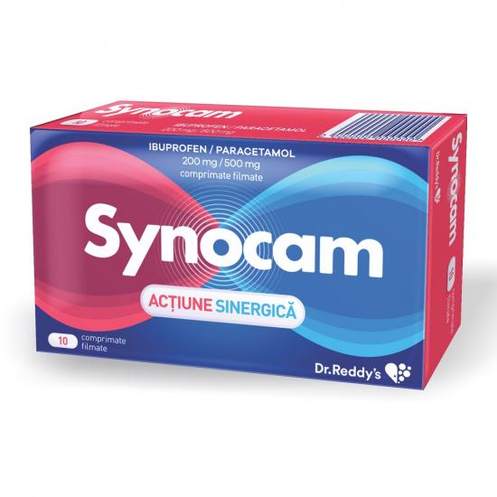 Analgezice, antiinflamatoare, antipiretice - Synocam, 200 mg/500 mg, 10 comprimate filmate, Dr. Reddys, nordpharm.ro