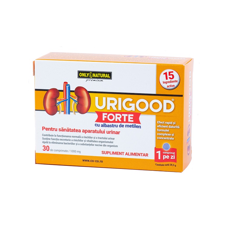Sistemul genito-urinar - Urigood Forte 1000 mg, 30 comprimate, Only Natural, nordpharm.ro