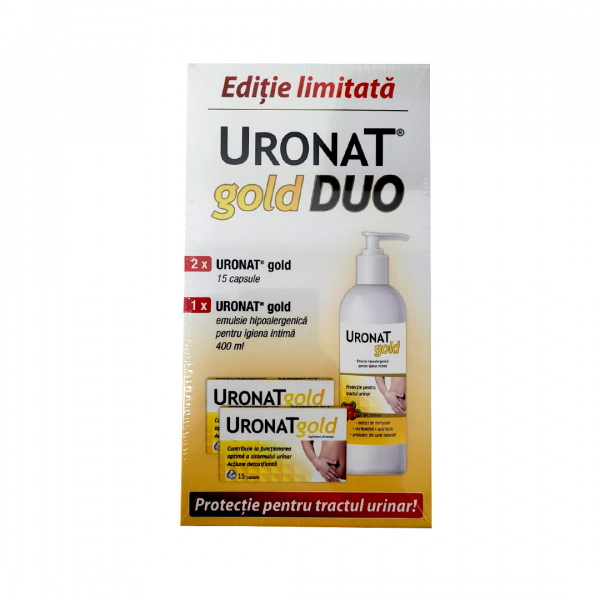 Sistemul genito-urinar - Uronat gold, 30 capsule +Emulsie pentru igiena intima Uronat gold, 400 ml ,Zdrovit, nordpharm.ro