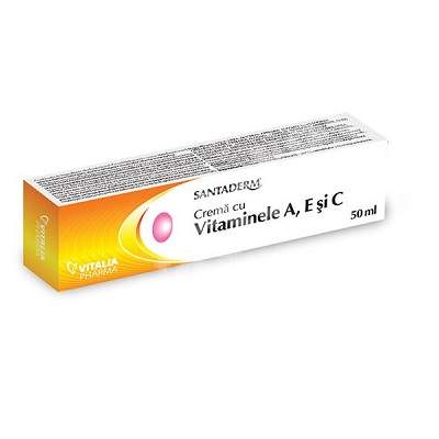 Afectiuni cutanate - Crema cu vitaminele A, E si C Santaderm, 50 ml, Viva Pharma, nordpharm.ro