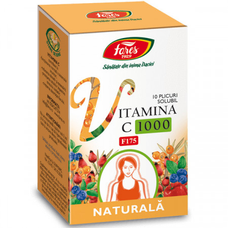 Vitamine si suplimente - Vitamina C 1000 naturala F175, 10 plicuri, Fares, nordpharm.ro