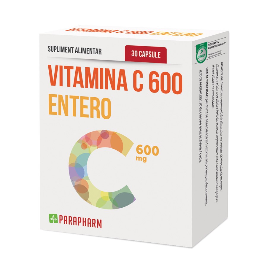 Imunitate - Vitamina C Entero 600mg, 30 capsule, Parapharm , nordpharm.ro