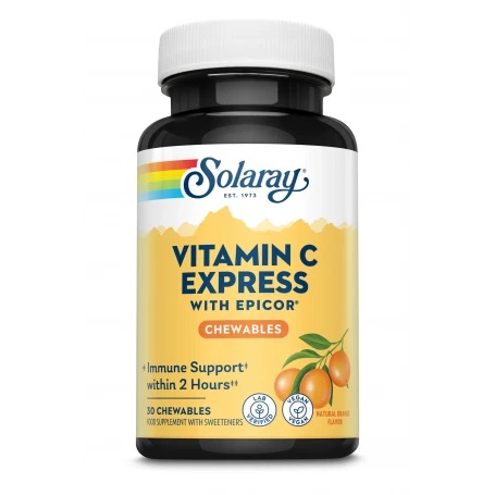 Vitamine si suplimente - Vitamina C Express cu Epicor Solaray, 30 comprimate masticabile, Secom , nordpharm.ro