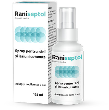 Afectiuni cutanate - Spray pentru rani si leziuni cutanate, Raniseptol, 125 ml, Zdrovit, nordpharm.ro