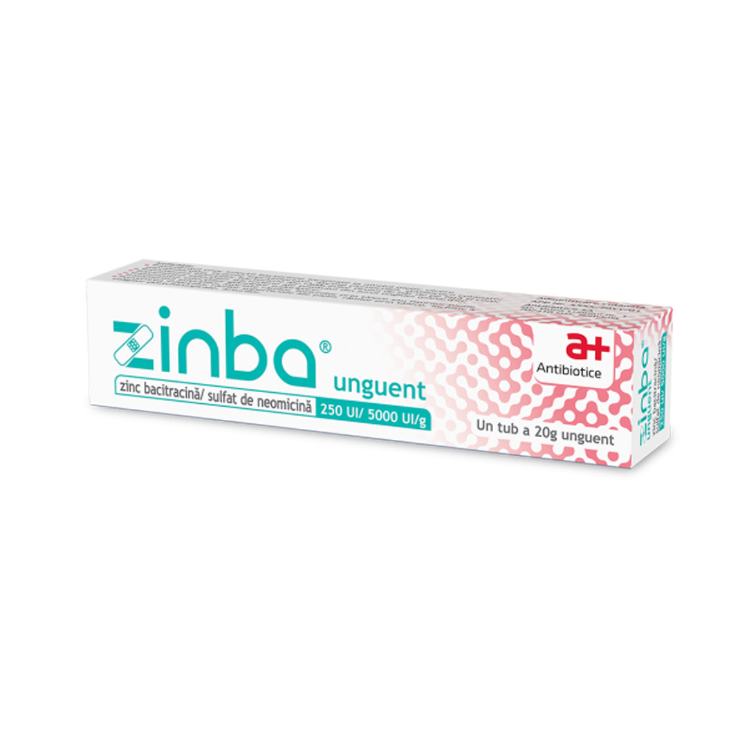 Afectiuni cutanate - Zinba 250UI/ 5000UI/ g Unguent, 20 Grame, Antibiotice, nordpharm.ro