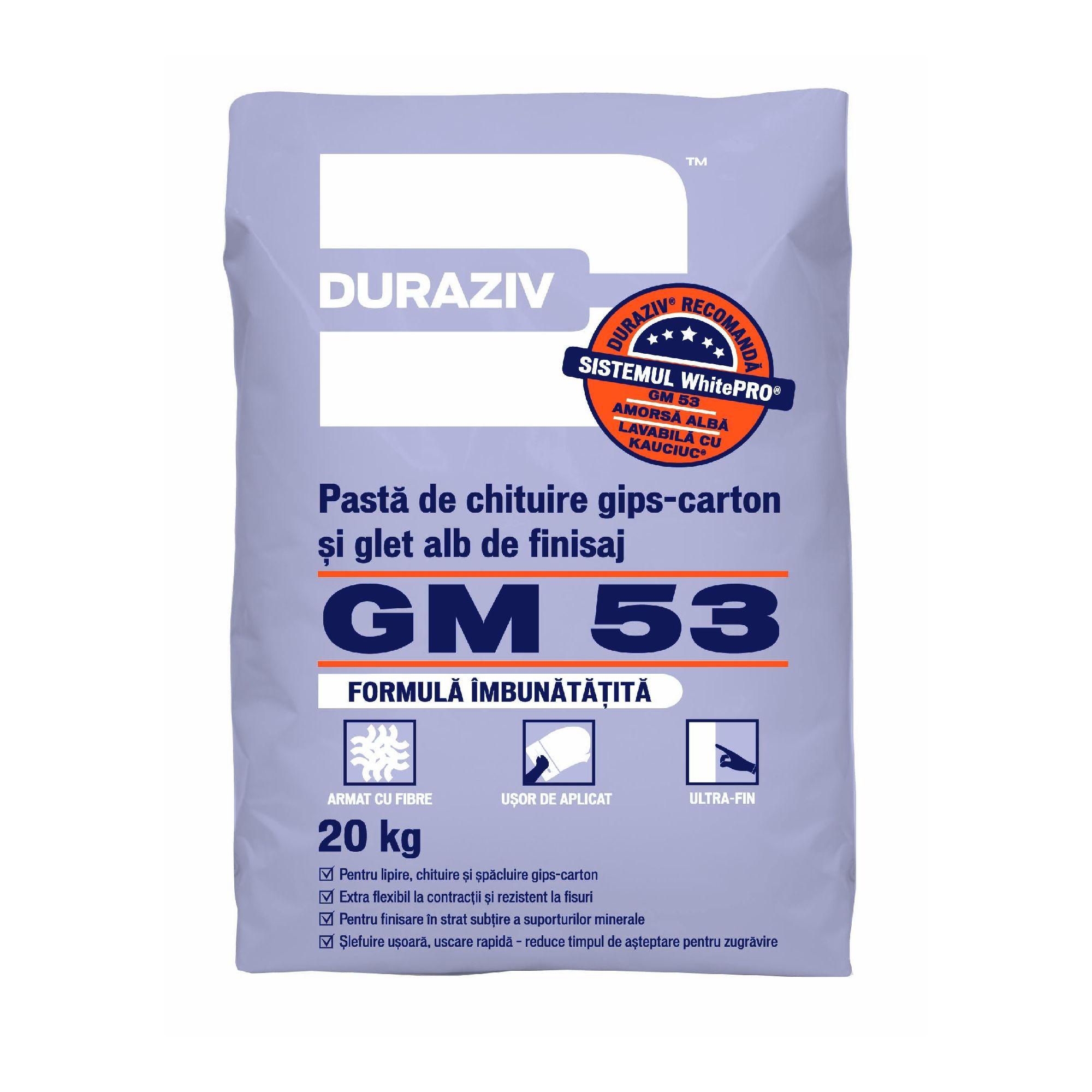 Pasta de chituire gips carton si glet alb  Duraziv GM53 20 kg