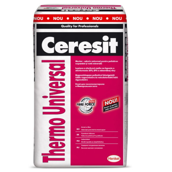 Adeziv Ceresit polistiren / vata minerala Thermouniversal 25 kg, Alb