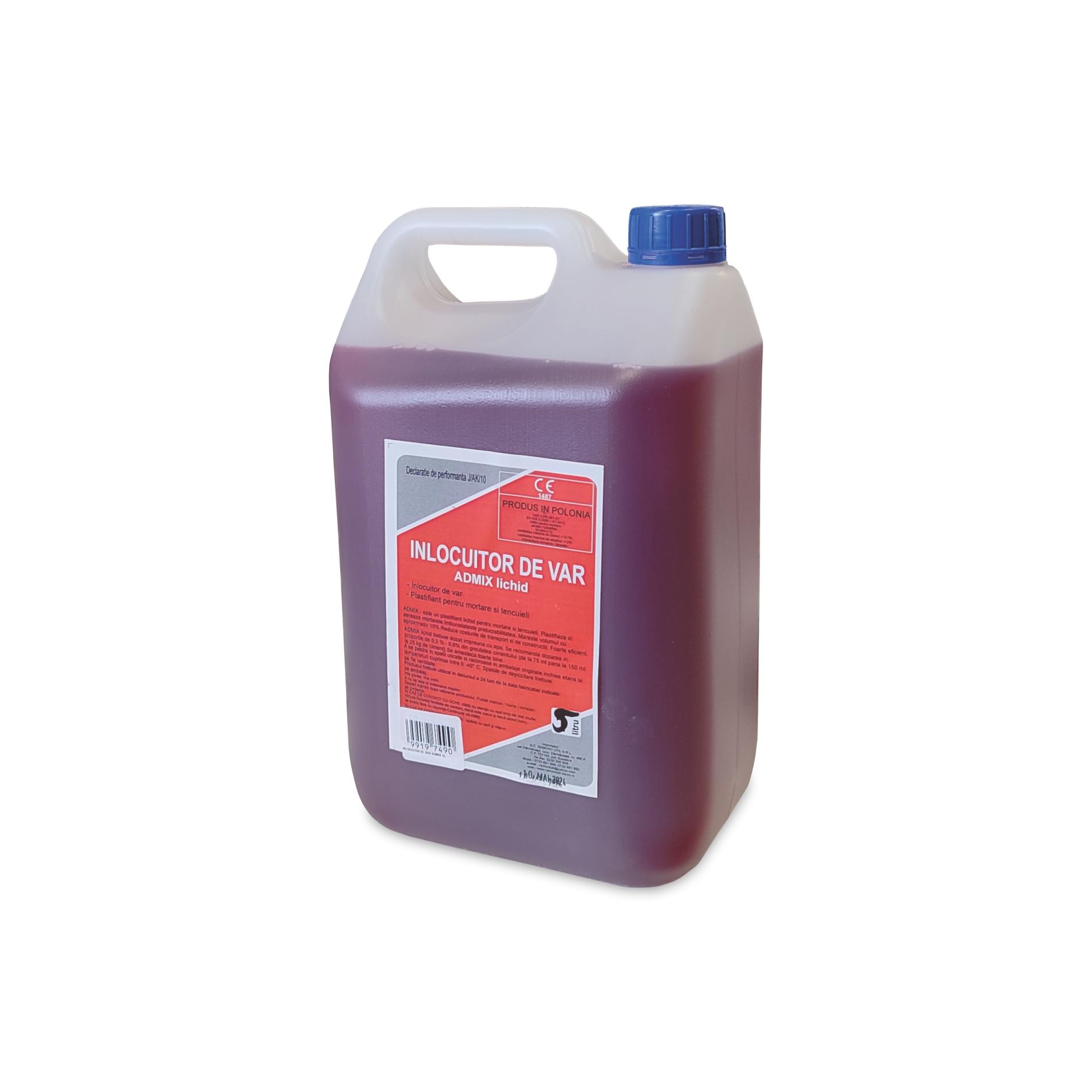 Admix, inlocuitor lichid pentru var, aditiv plastifiant pentru mortare si tencuieli, ambalare 5 L