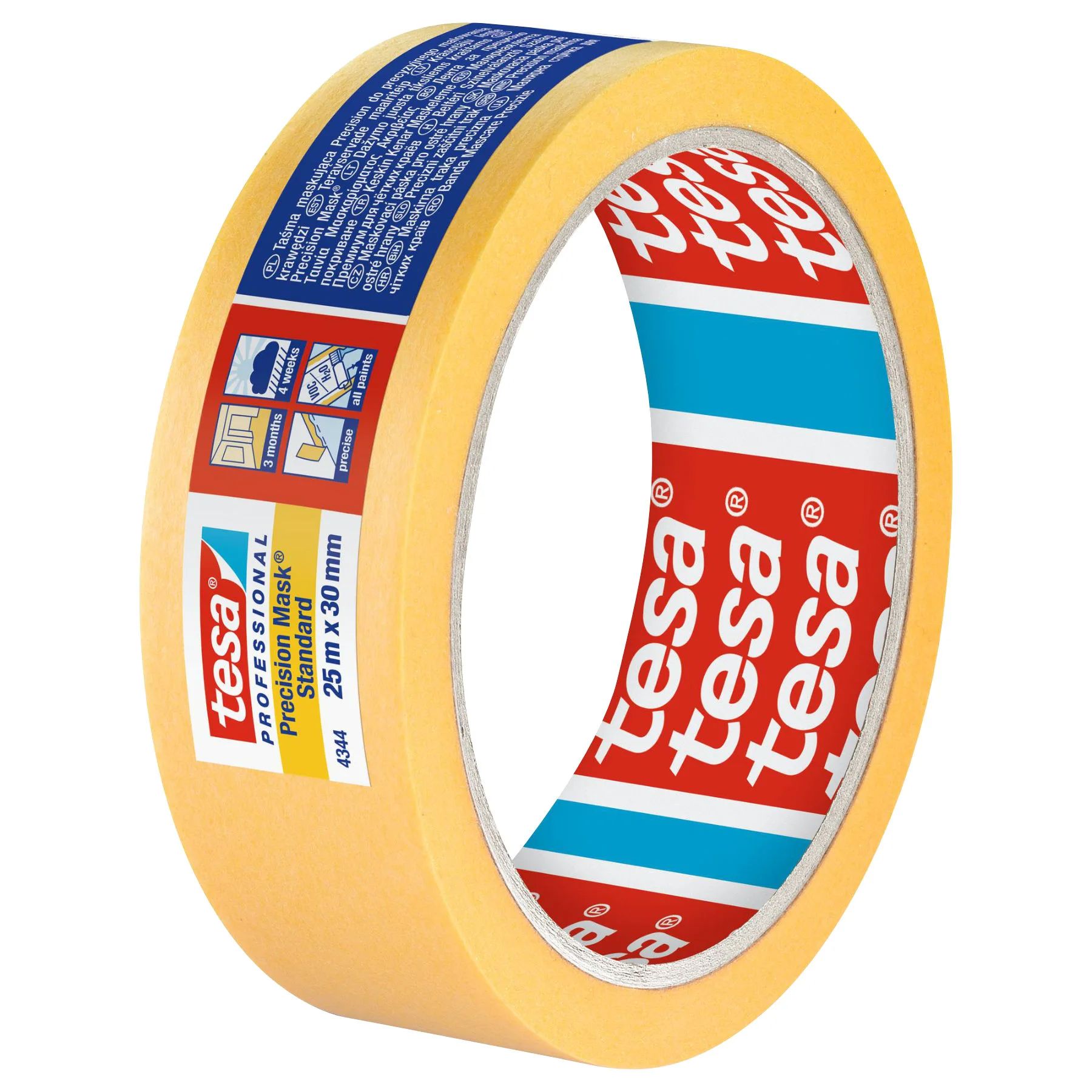 Banda de mascare, de precizie, portocalie, Tesa TS 4344,  30 mm X 25 m