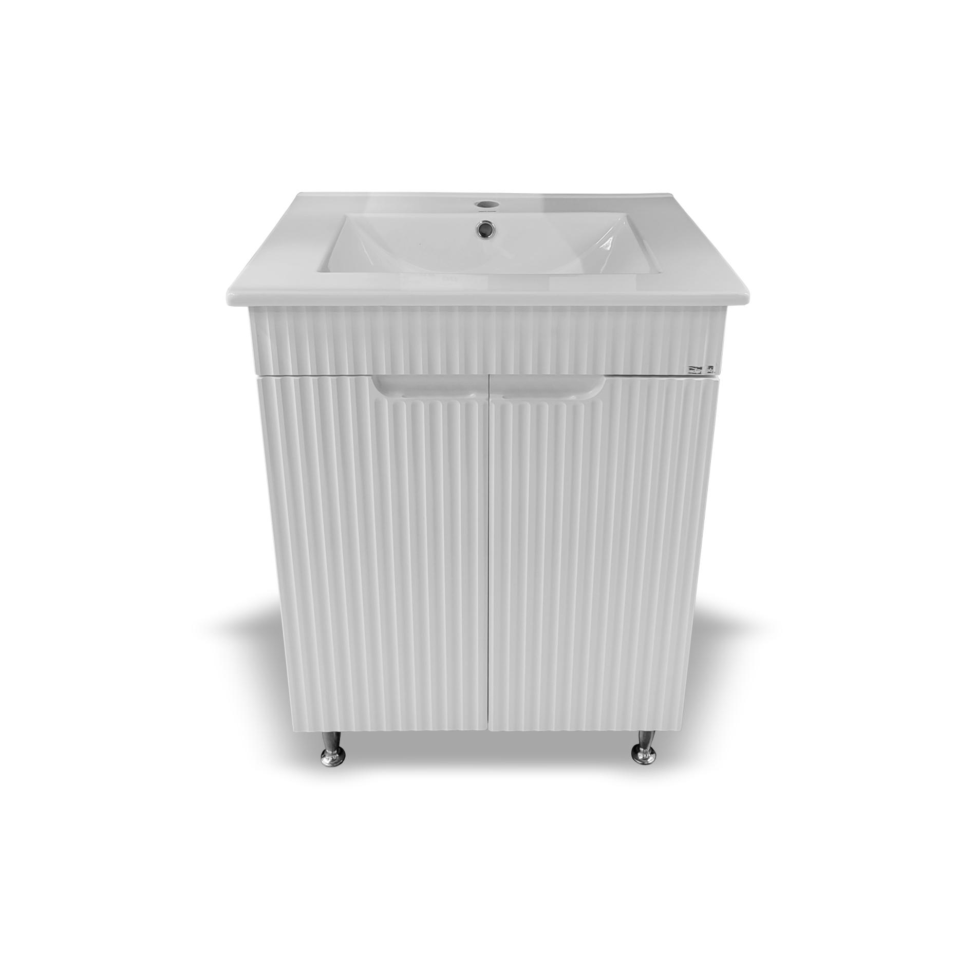 Baze - Baza cu usi MDF si lavoar, Seria 033 19329, culoare alb rustic, latime 60 cm, olint.ro