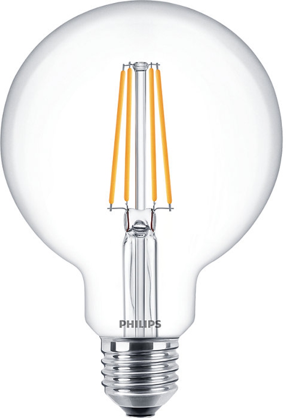 Bec LED Philips G93, cu filament, soclu E27, putere 60 W,lumina calda 827