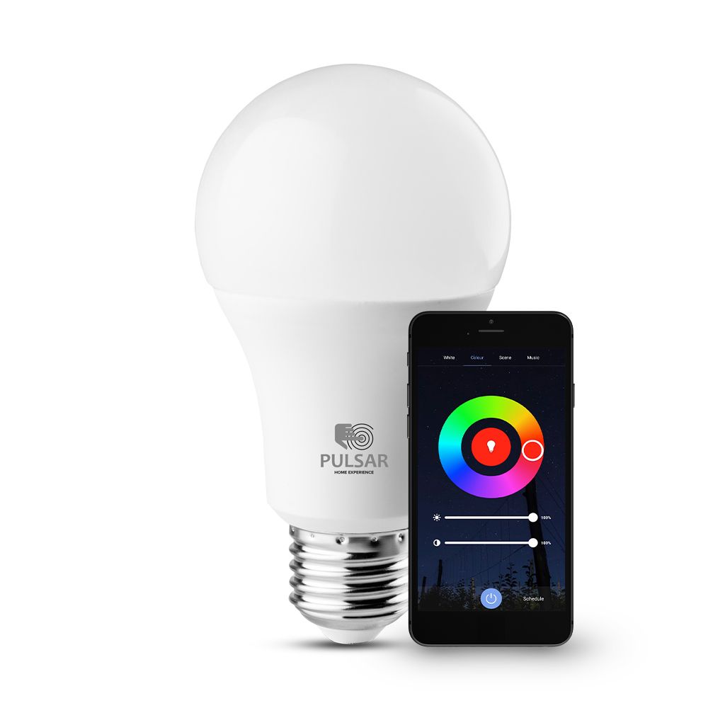 Bec LED smart Tuya, A60, putere 10 W, dulie E27, RGB, conexiune Wi-Fi