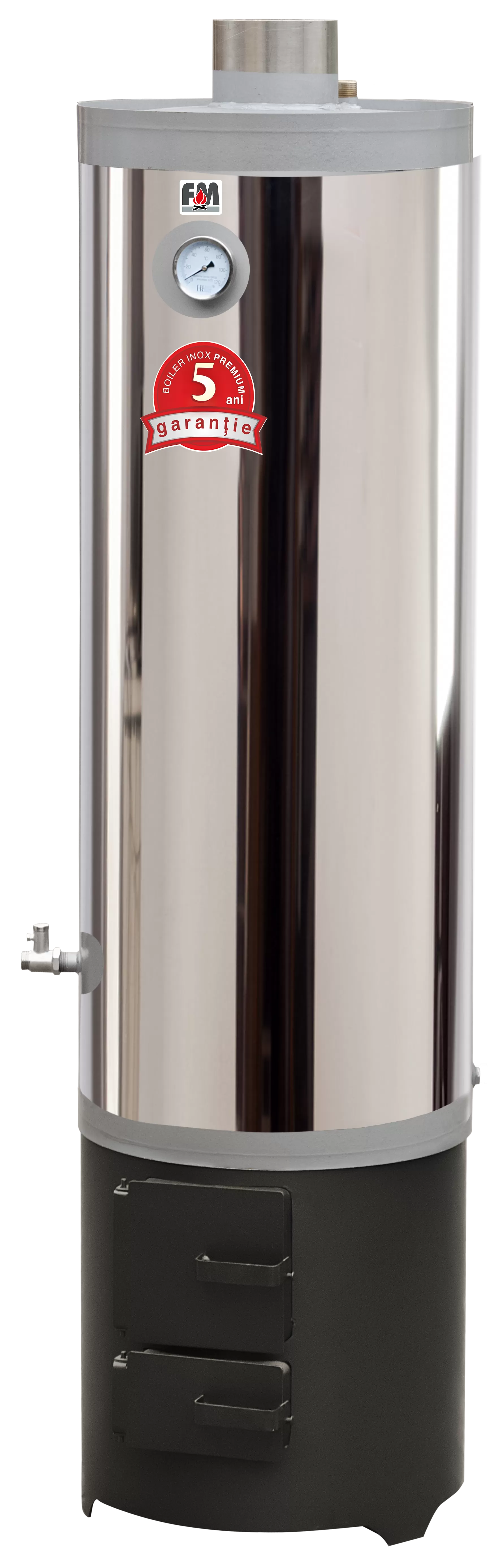Pe lemne - Boiler combustibil solid inox 120L, cu soba, grosime 2 mm, olint.ro