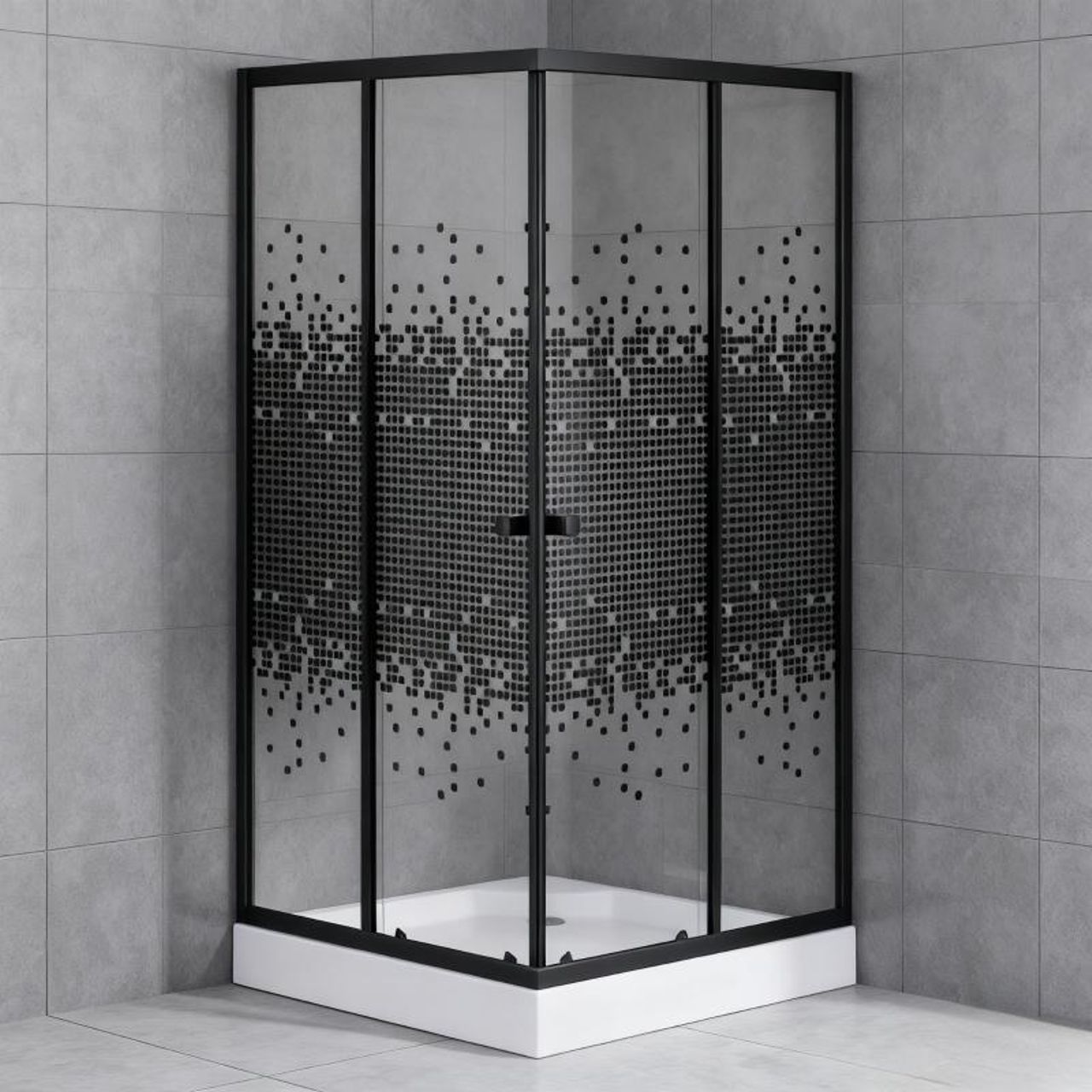 Cabina de dus 18G0056, dimensiune 90 x 90 x 195 cm, sticla securizata, cu model