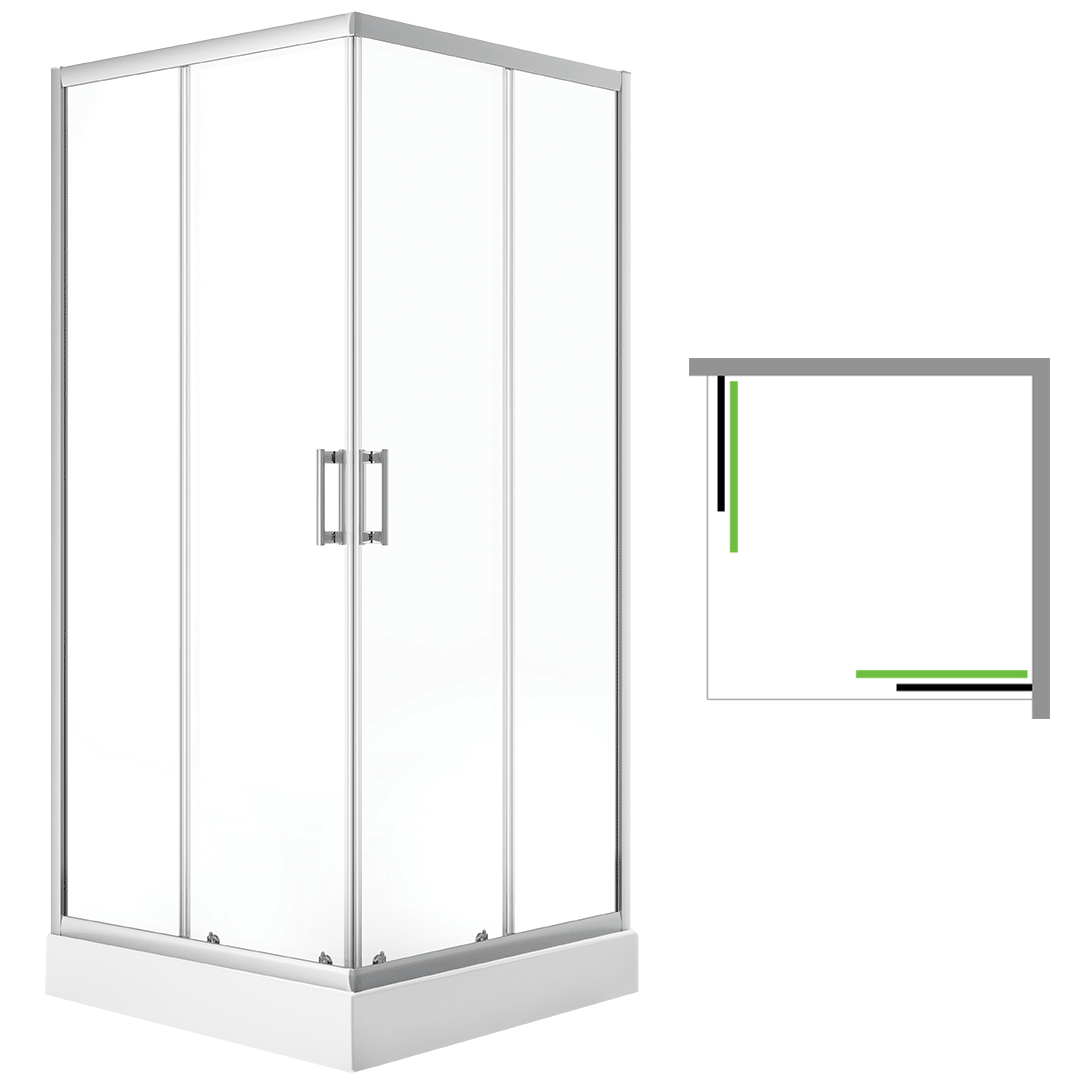 Cabina dus patrata Bresso JKB 096K, 90x90x185 cm, grosime sticla 5mm,  cadita alba
