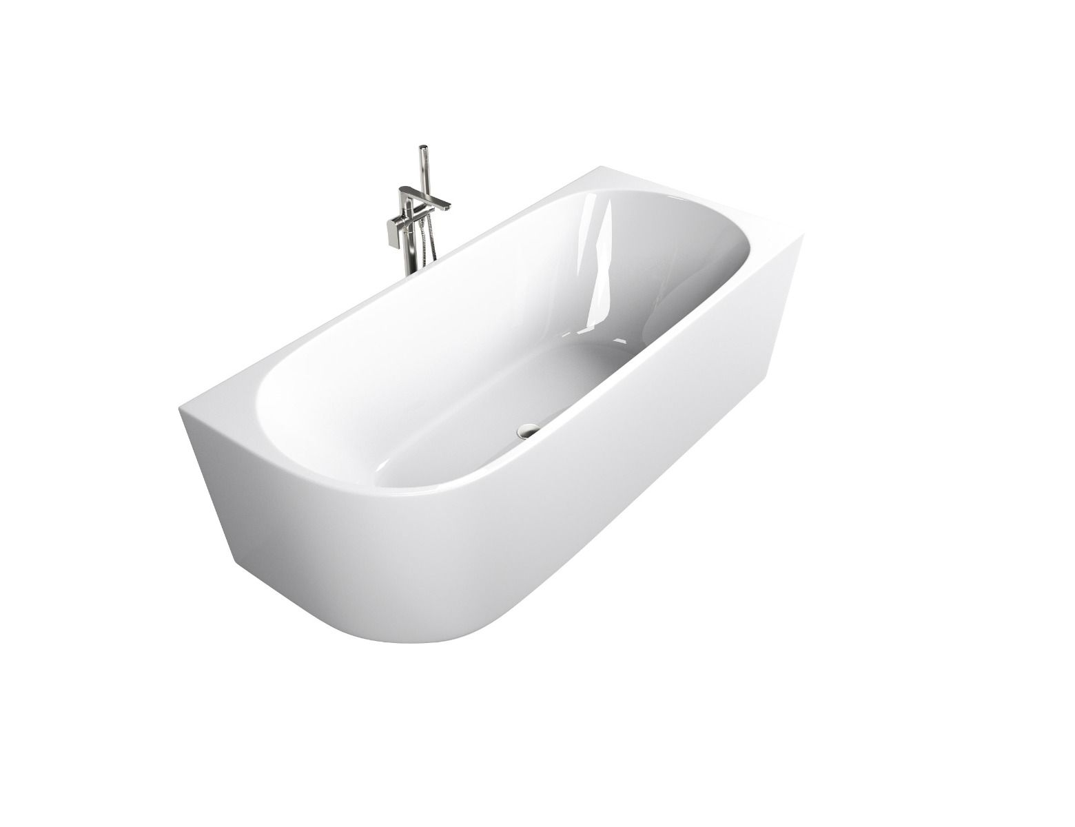 Cada freestanding PORTO, 170 x 75 cm, acryl, montaj dreapta