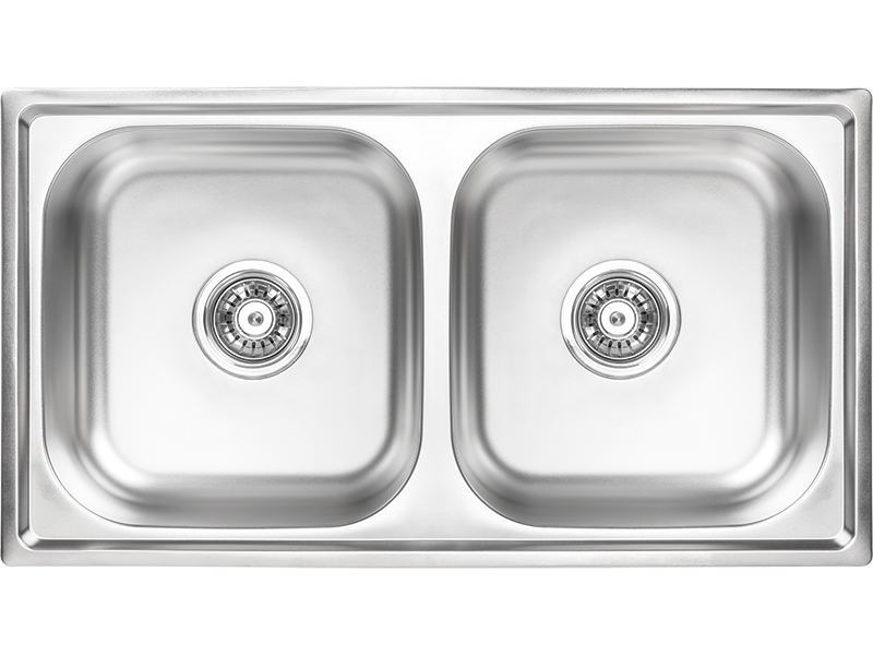 Chiuveta inox 78x43 cm 2 cuve SKS 020T, 780 x 430 mm
