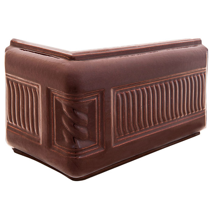 Colt cornisa ceramic culoare castaniu folosit la construirea sobelor de teracota
