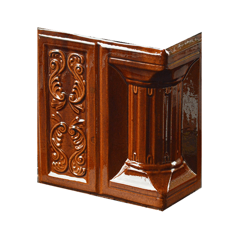 Teracota - Element teracota colt medalion (mare), model Bianca, culoare natur, pentru constructie sobe de incalzit, olint.ro