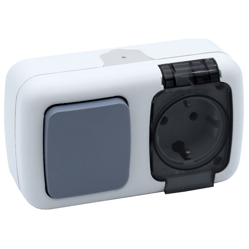 COMTEC Intrerupator+priza shuko aplicat ip54