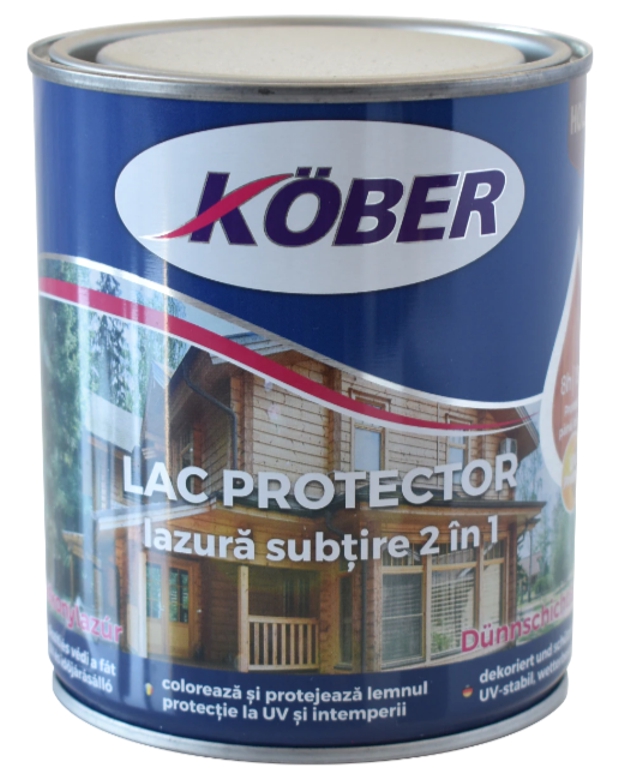 Lac / lazura subtire, 2 in 1, pentru lemn, Kober Protector, nuc mediu 0.75 L