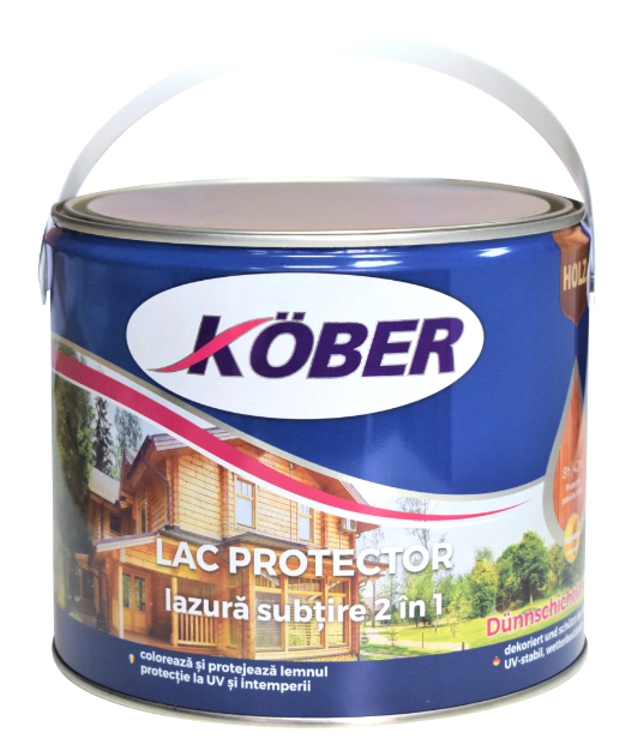 Lac / lazura subtire, 2 in 1, pentru lemn, Kober Protector, incolor 2.5 L