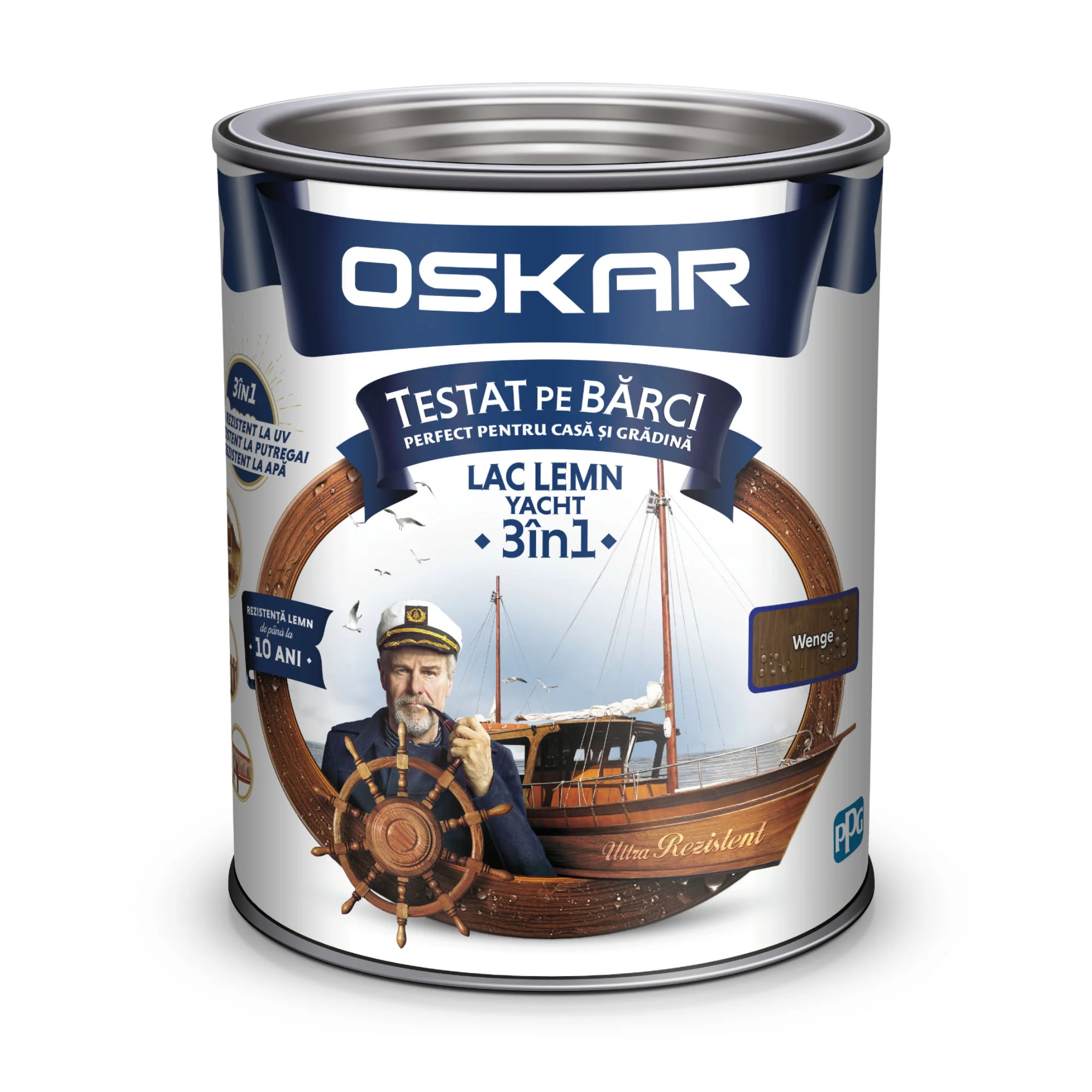 Lac pentru lemn Oskar Yacht 3 in 1, interior / exterior, 2.5 l, wenge