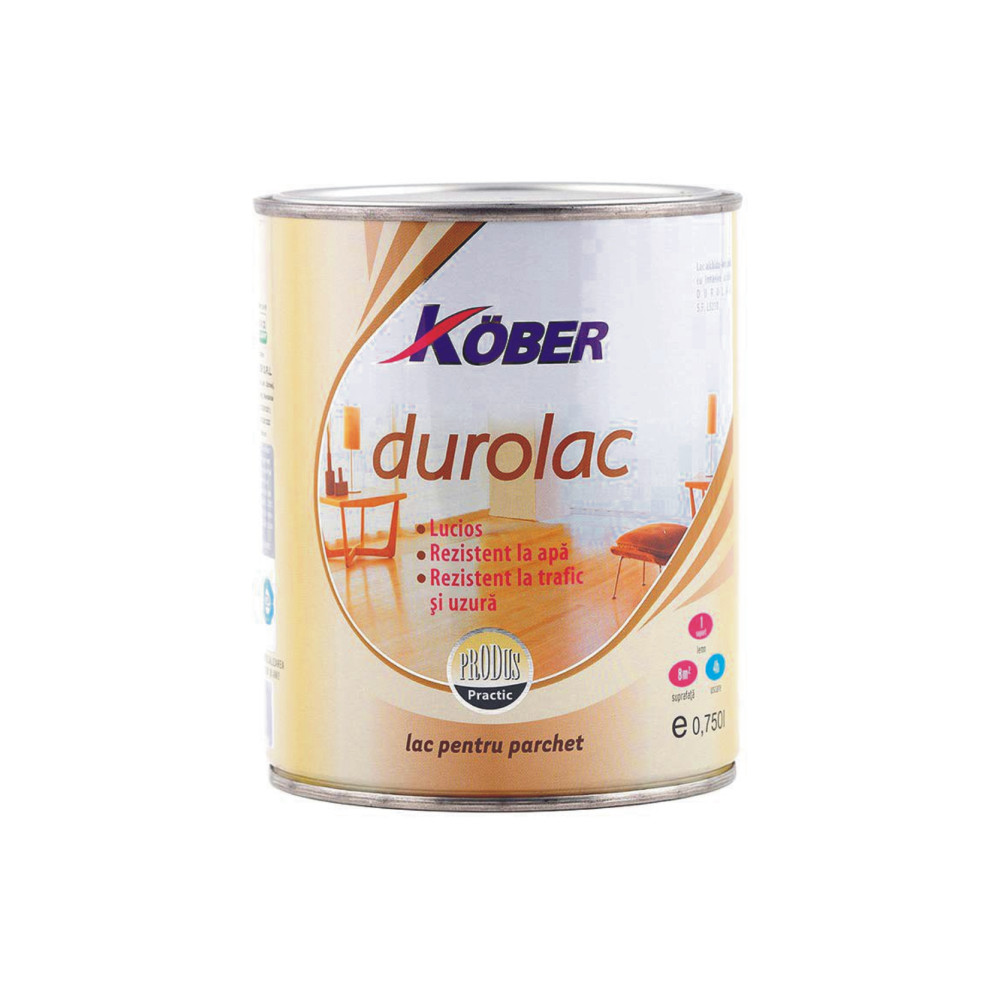 KOBER Lac pentru parchet de lemn, interior / exterior, kober, durolac 0.75 l + intaritor 0.1 l