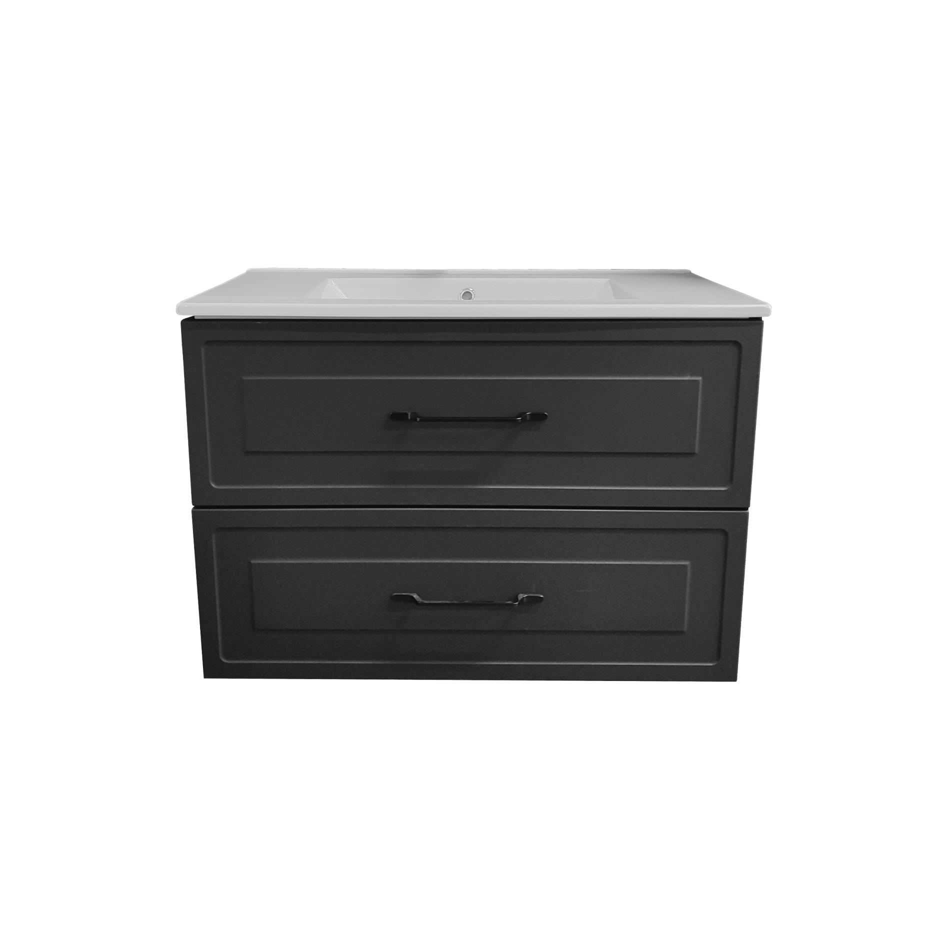 Masca cu lavoar ceramic, Silva 80, culoare negru periat