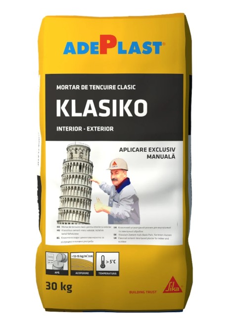 Adezivi & Mortare - Mortar de tencuiala AdePlast Klasiko, gri, interior-exterior, 30 kg, olint.ro