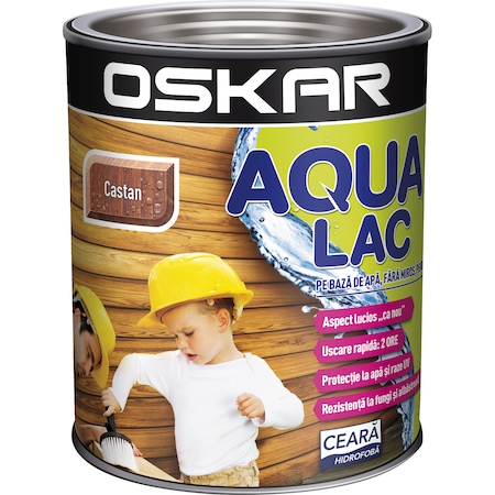 Oskar Aqua Lac, castan, pe baza de apa, interior / exterior, 0.75 L