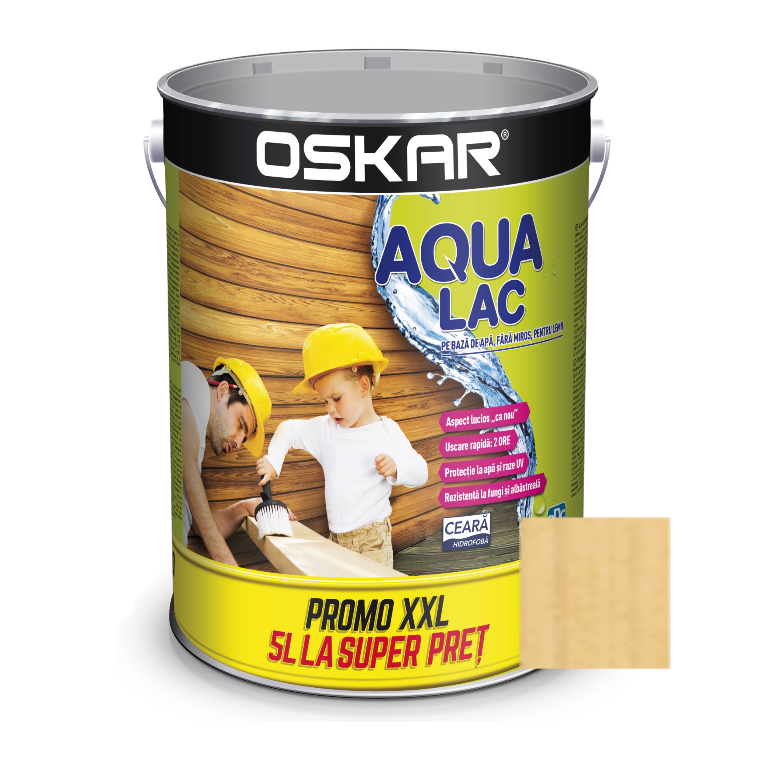 Oskar Aqua Lac, incolor, pe baza de apa, interior / exterior, 5 L