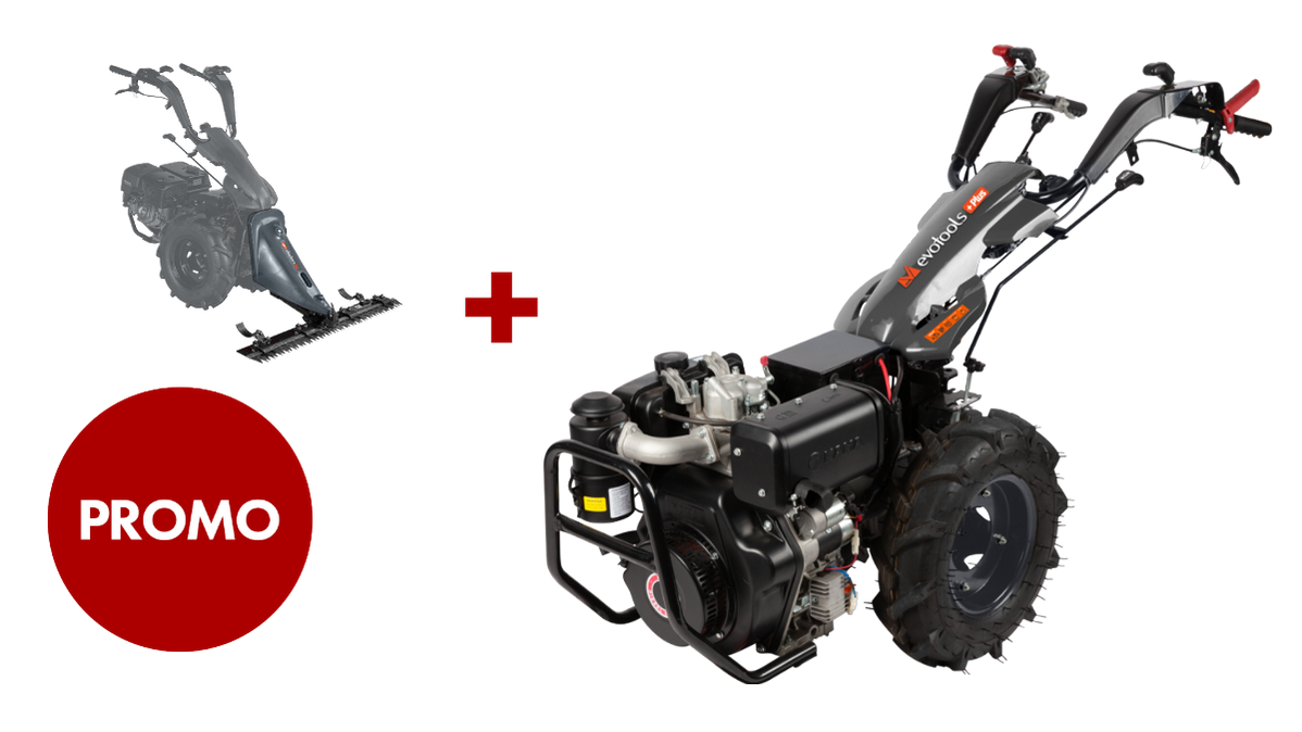 Pachet Motocultivator cu motor Kama MTD370, 10 CP, cu cositoare Evo Plus P01450