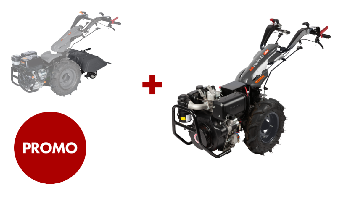 Pachet Motocultivator Motor Diesel Kama MTD370,  10 CP, pornire electrica cu freza Evotools PLUS