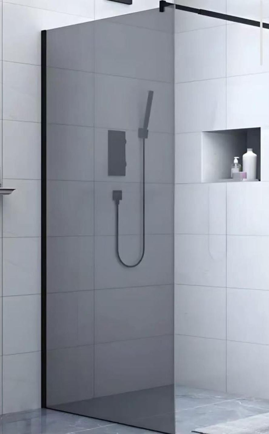 Panouri de dus - Panou dus sticla WI011, fumuriu, grosime sticla 8 mm, 90 cm, profile aluminiu, negru mat, olint.ro