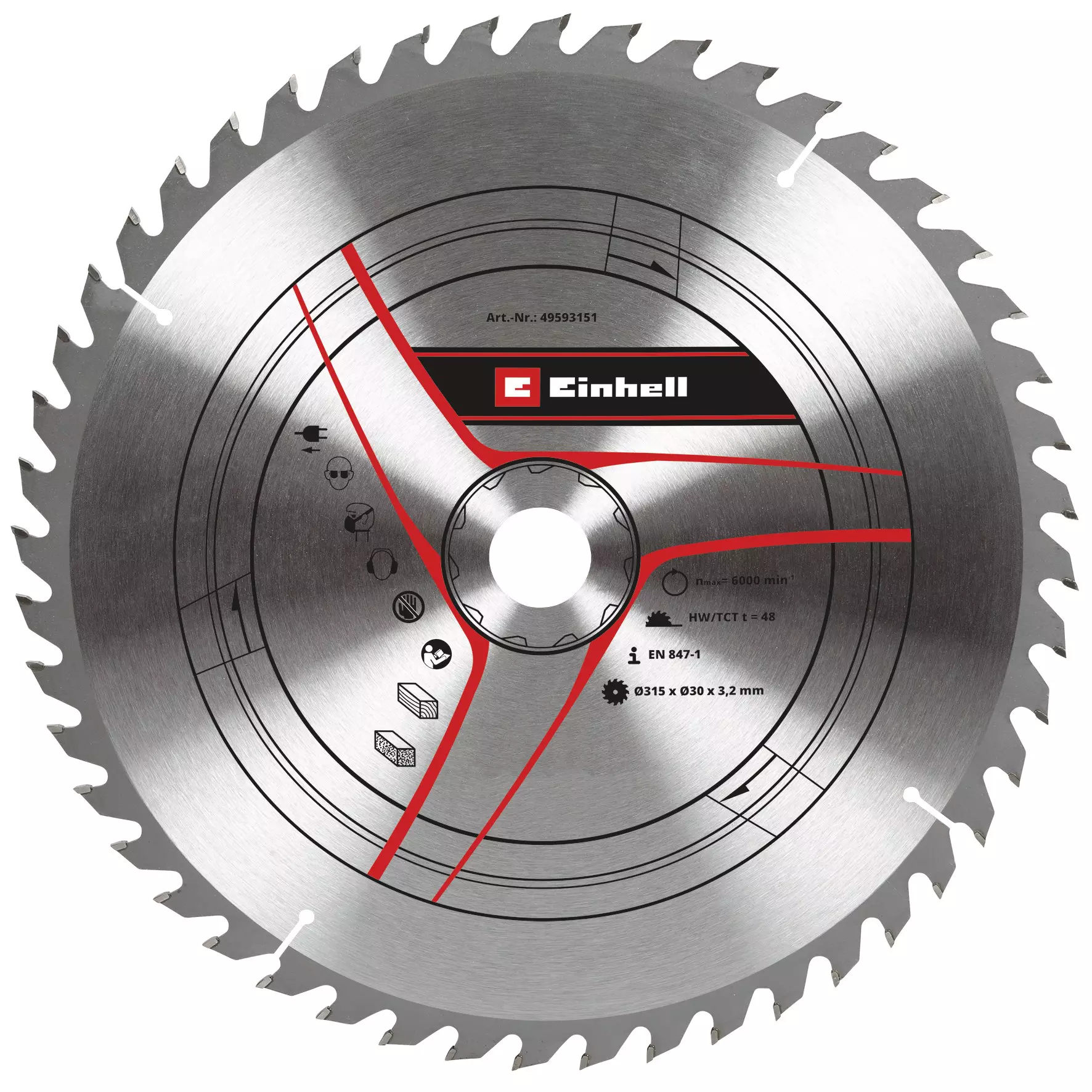 Panza circulara Einhell 315 × 30 mm, 48 dinti, pentru lemn