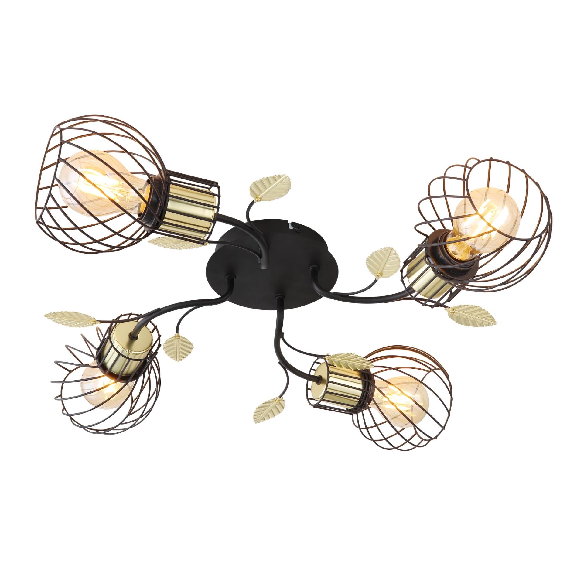 Plafoniera Lally 54113-4D, 4 x E27, negru - auriu
