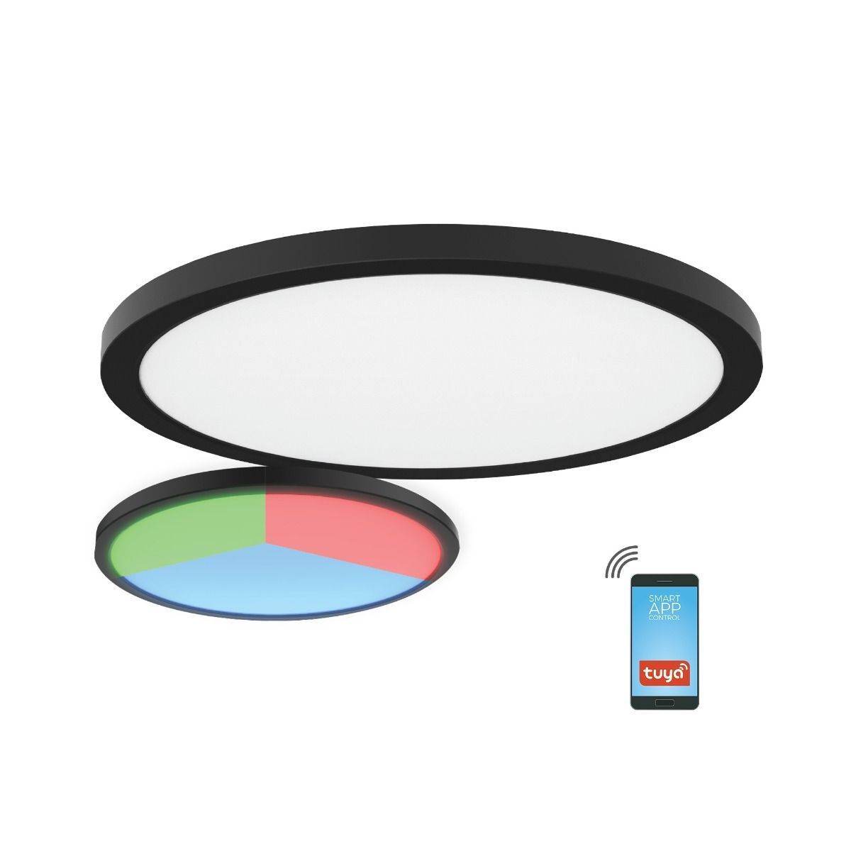Interior - Plafoniera LED, smart, dimabila, rotunda, Nebula, putere 24 W, culoare neagra, Klausen KL151083, olint.ro