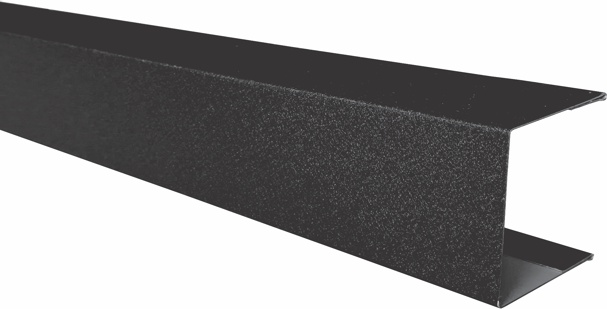 Profil U pentru gard tip jaluzea, grosime tabla 0,50 mm, RAL 9005MS, negru mat structurat, lungime 1,25 m