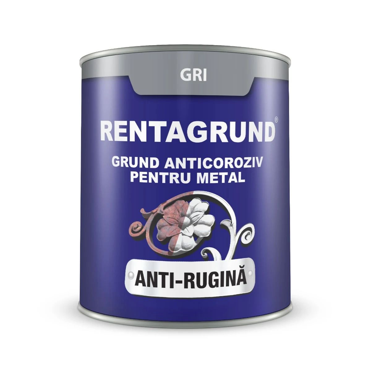 Rentagrund, grund anticoroziv pentru suprafete metalice, culoare gri, ambalare 0.75 L