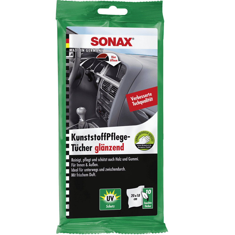 Servetele umede auto SONAX pentru suprafetele din plastic, cu efect lucios, 10 buc