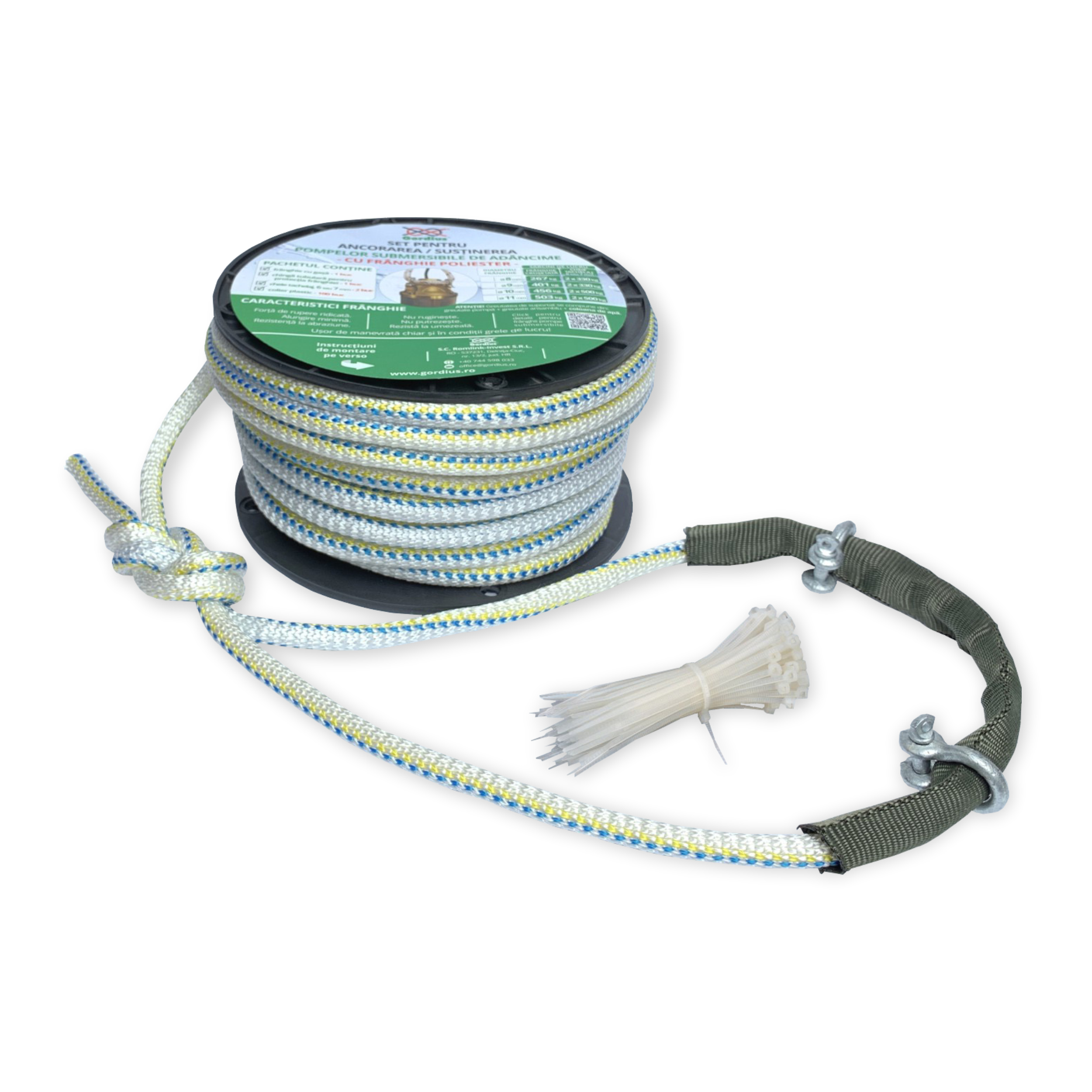 Set ancorare pompe submersibile, 9 mm, lungime 30m